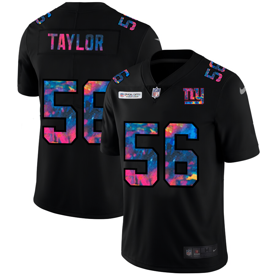 NFL New York Giants 56 Lawrence Taylor Men Nike MultiColor Black 2020 Crucial Catch Vapor Untouchable Limited Jersey